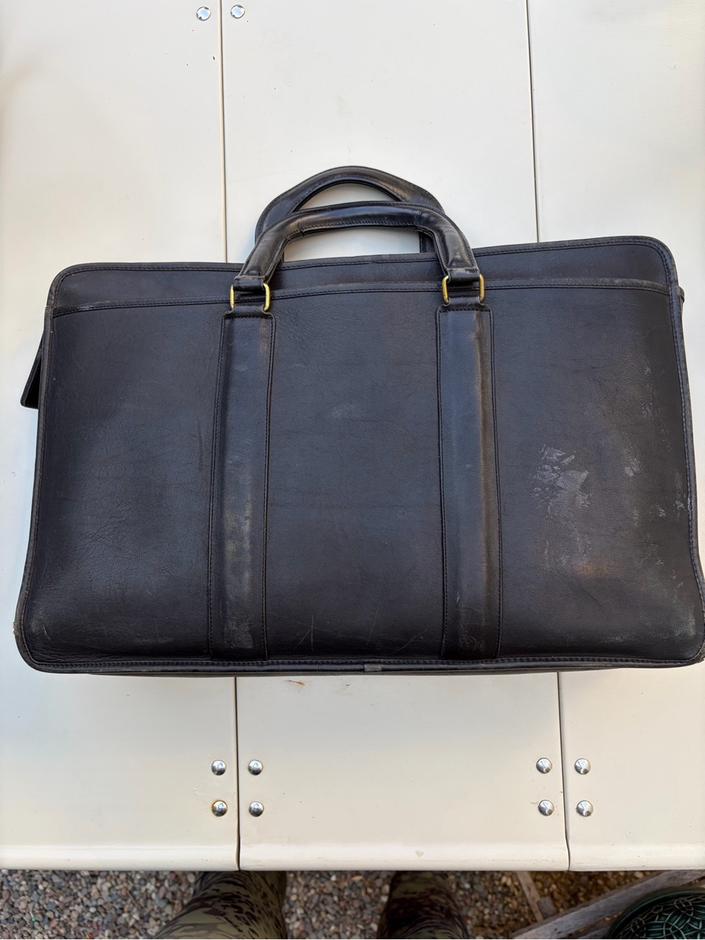 Vintage 1080’s Coach Black Leather Briefcase with Top Handles. Fits Laptops